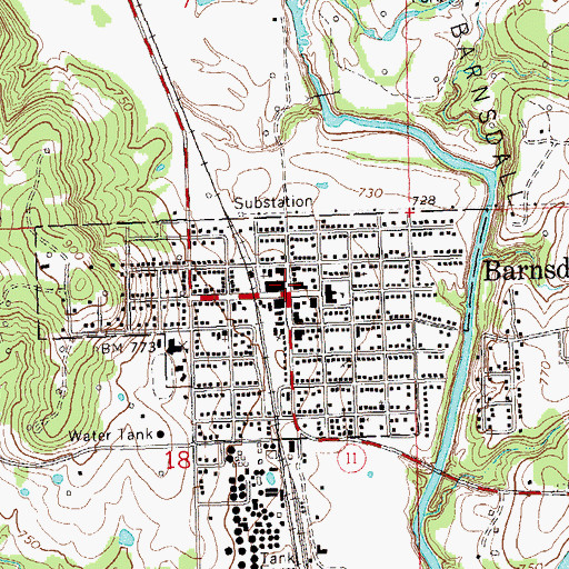 Topographic Map of Barnsdall, OK