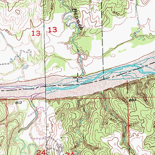 Topographic Map of Barrett Branch, OK