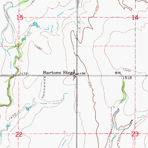 Topographic Map of Barton Store, OK