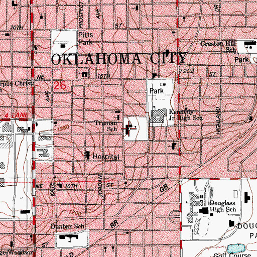 Topographic Map of Bath School, OK
