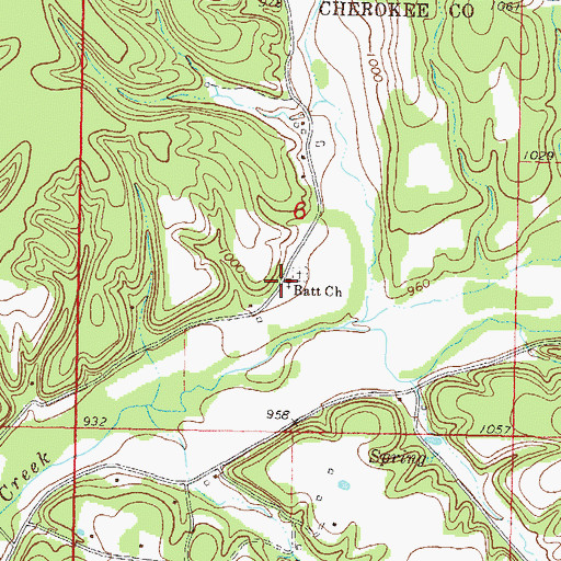Topographic Map of Batt Church, OK
