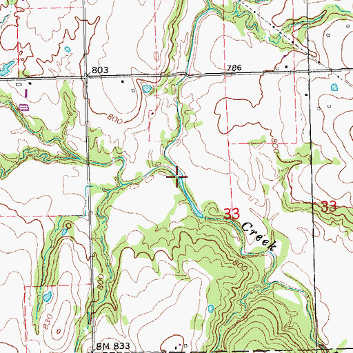 Topographic Map of Battle Creek, OK