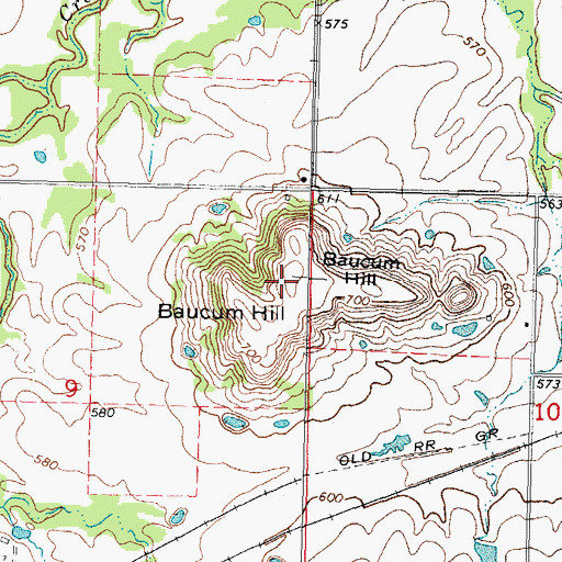 Topographic Map of Baucum Hill, OK