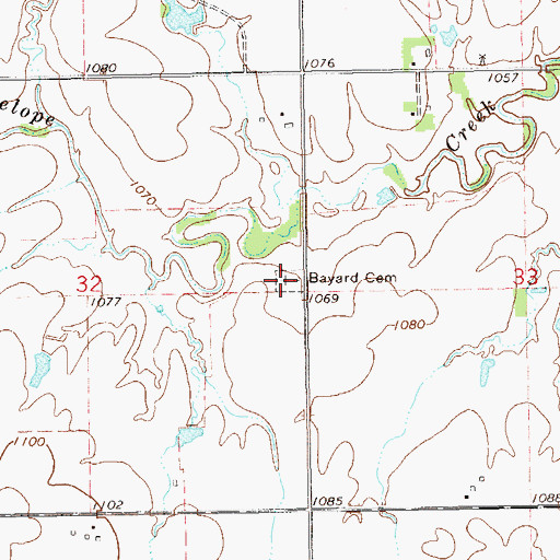 Topographic Map of Bayard Cemetery, OK