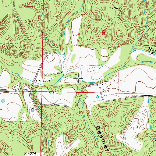Topographic Map of Beamer Hollow, OK