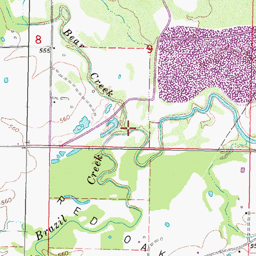 Topographic Map of Bear Creek, OK