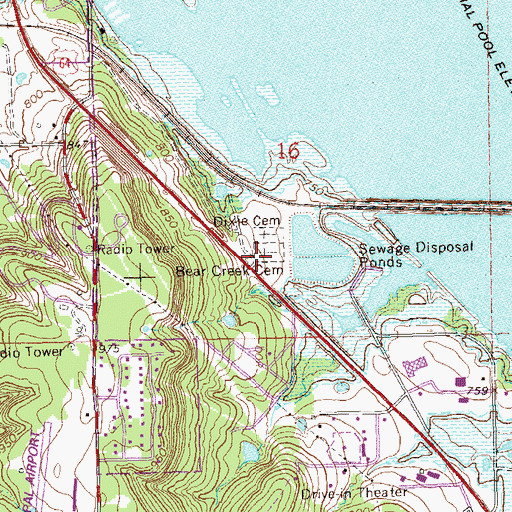 Topographic Map of Bear Creek Cemetery, OK