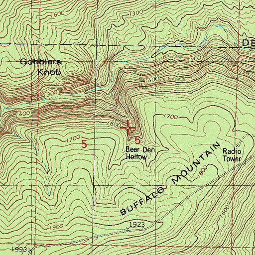 Topographic Map of Bear Den Hollow, OK