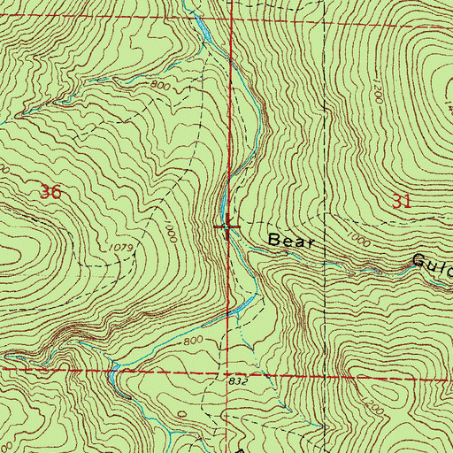 Topographic Map of Bear Gulch, OK