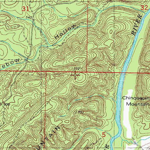 Topographic Map of Bear Mountain, OK