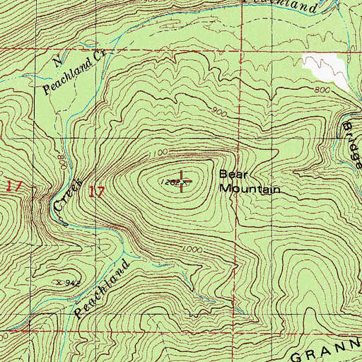 Topographic Map of Bear Mountain, OK