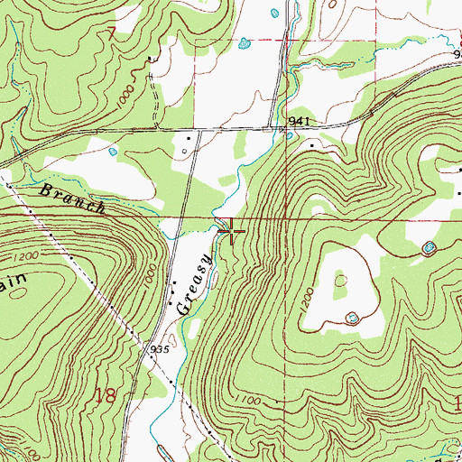 Topographic Map of Beaver Branch, OK