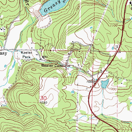 Topographic Map of Beaver Cemetery, OK
