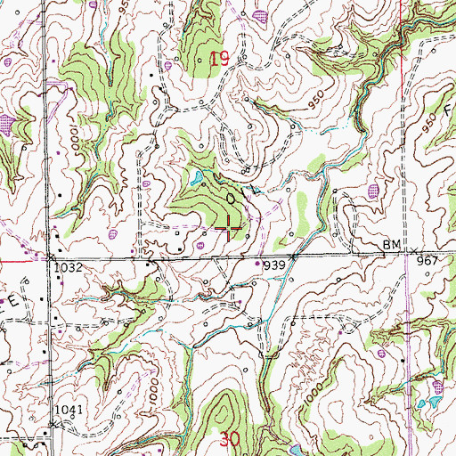 Topographic Map of Bebee Oil Field, OK