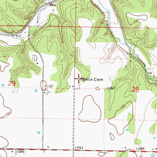 Topographic Map of Beck Cemetery, OK