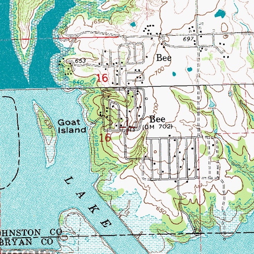 Topographic Map of Bee, OK