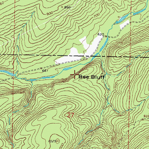 Topographic Map of Bee Bluff, OK