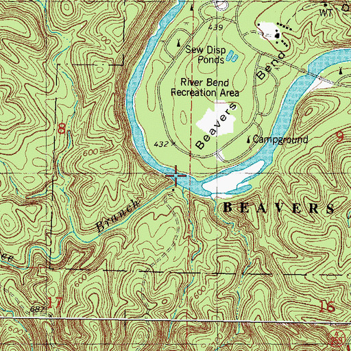 Topographic Map of Bee Branch, OK