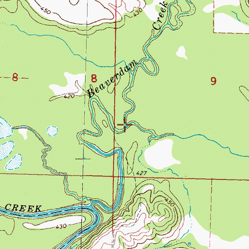 Topographic Map of Bee Creek, OK