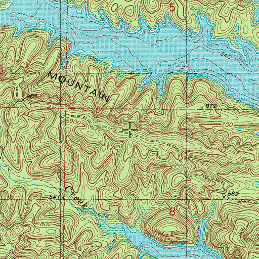 Topographic Map of Bee Creek Mountain, OK