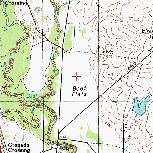 Topographic Map of Beef Flats, OK