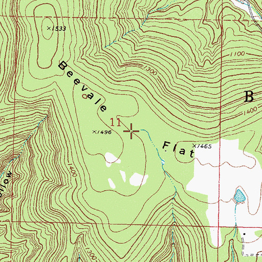 Topographic Map of Beevale Flat, OK