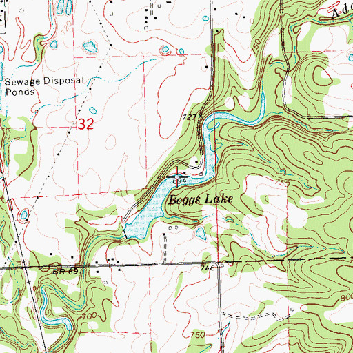 Topographic Map of Beggs Lake, OK
