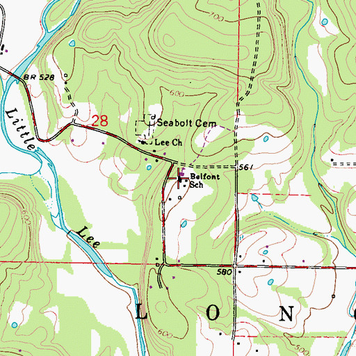 Topographic Map of Belfonte Elementary School, OK