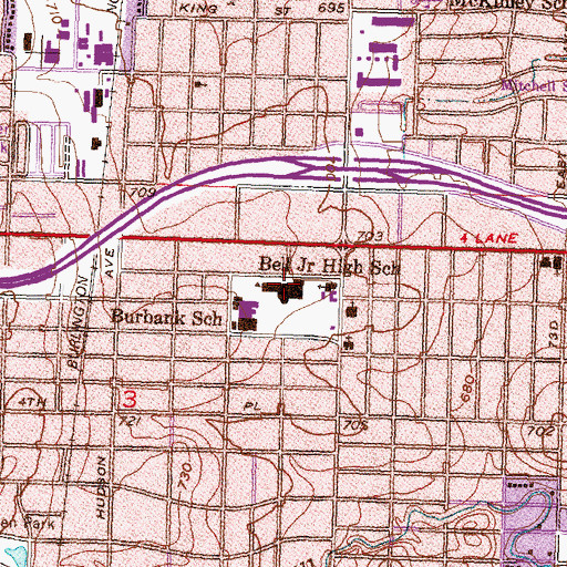 Topographic Map of Bell Elementary School, OK