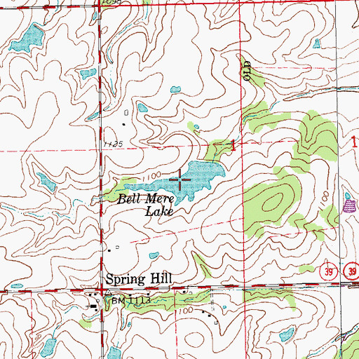 Topographic Map of Bell Mere Lake, OK