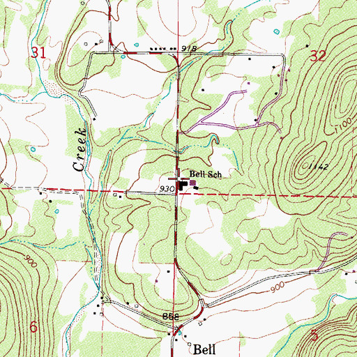 Topographic Map of Bell Elementary School, OK