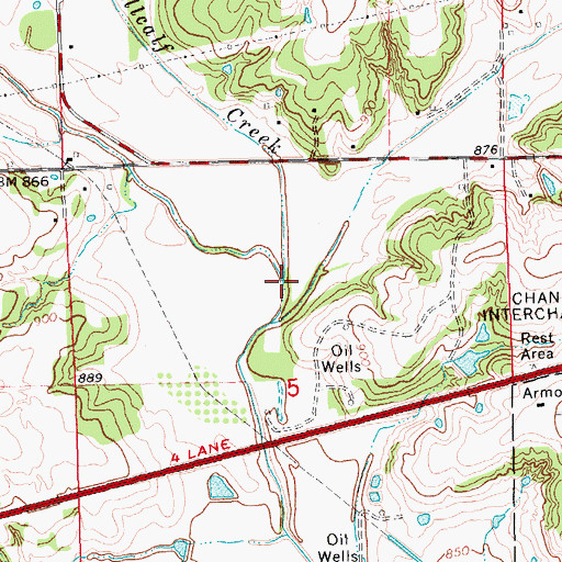 Topographic Map of Bellcalf Creek, OK