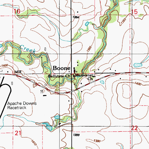 Topographic Map of Bellview Church, OK
