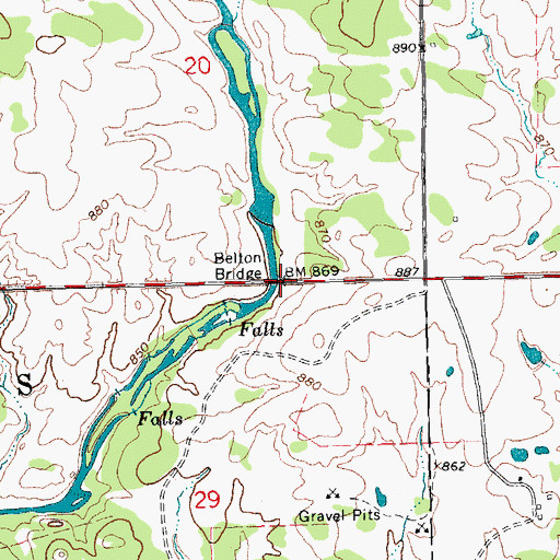 Topographic Map of Belton Bridge, OK