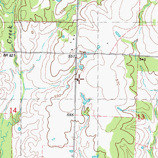 Topographic Map of Belvin School, OK