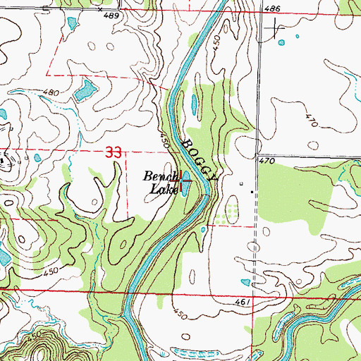 Topographic Map of Bench Lake, OK