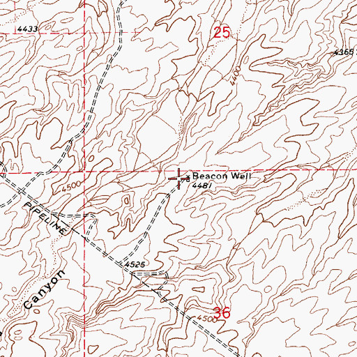 Topographic Map of Beacon Well, AZ