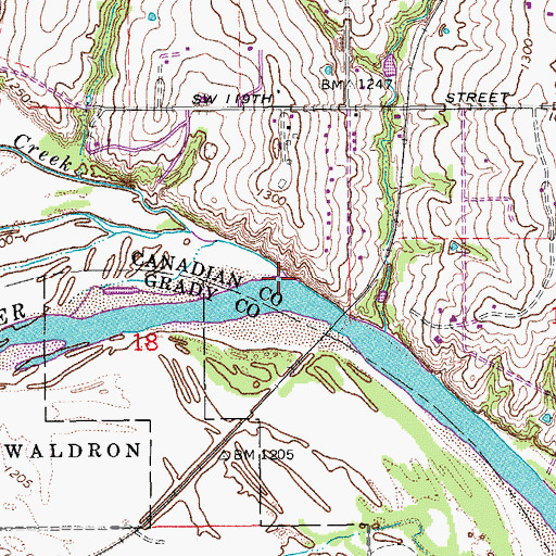 Topographic Map of Bennett Creek, OK