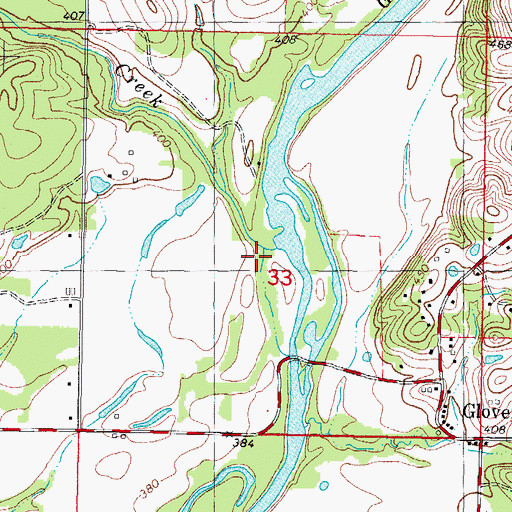 Topographic Map of Benningfield Creek, OK