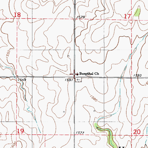 Topographic Map of Bergthal Church, OK