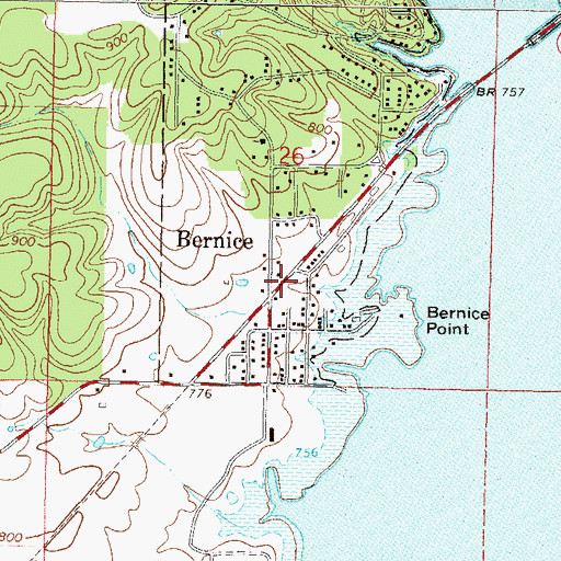Topographic Map of Bernice, OK