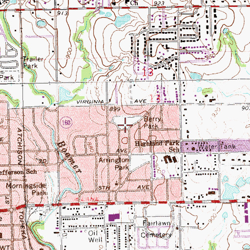 Topographic Map of Berry Park, OK