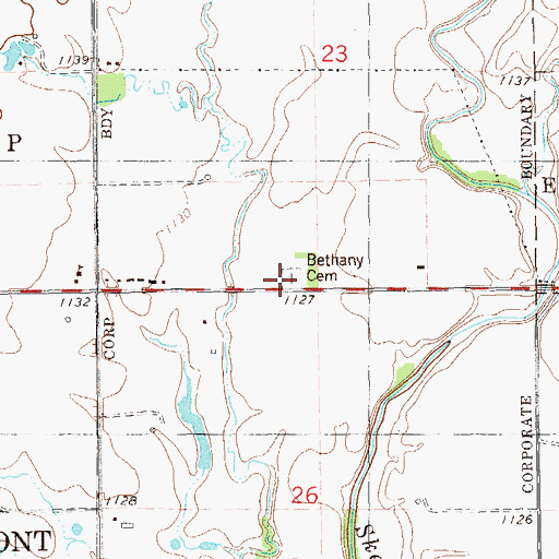 Topographic Map of Bethany Cemetery, OK