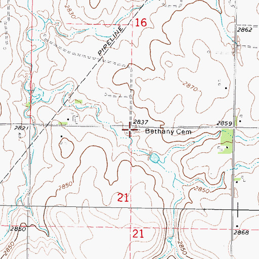 Topographic Map of Bethany Cemetery, OK