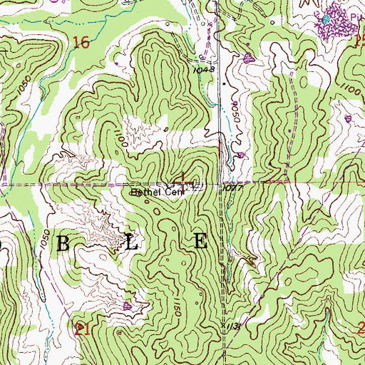 Topographic Map of Bethel Cemetery, OK