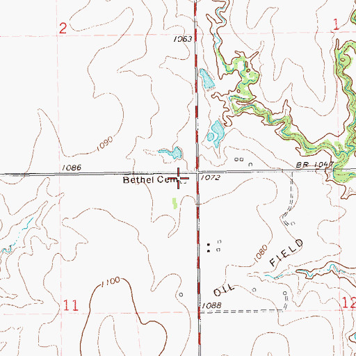 Topographic Map of Bethel Cemetery, OK