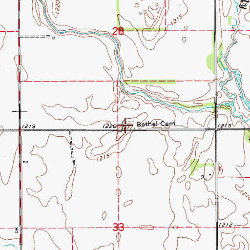 Topographic Map of Bethel Cemetery, OK