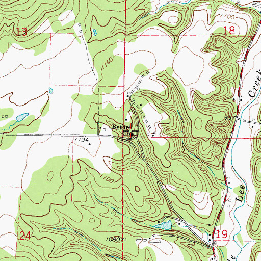Topographic Map of Bethel Church, OK