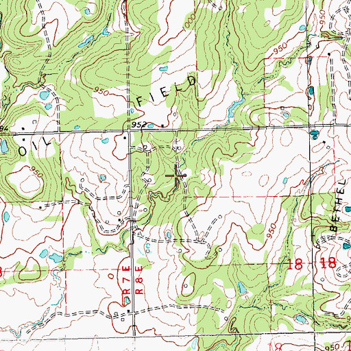 Topographic Map of Bethel Oil Field, OK