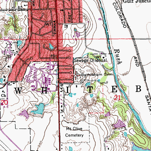 Topographic Map of Bethlehem Cemetery, OK